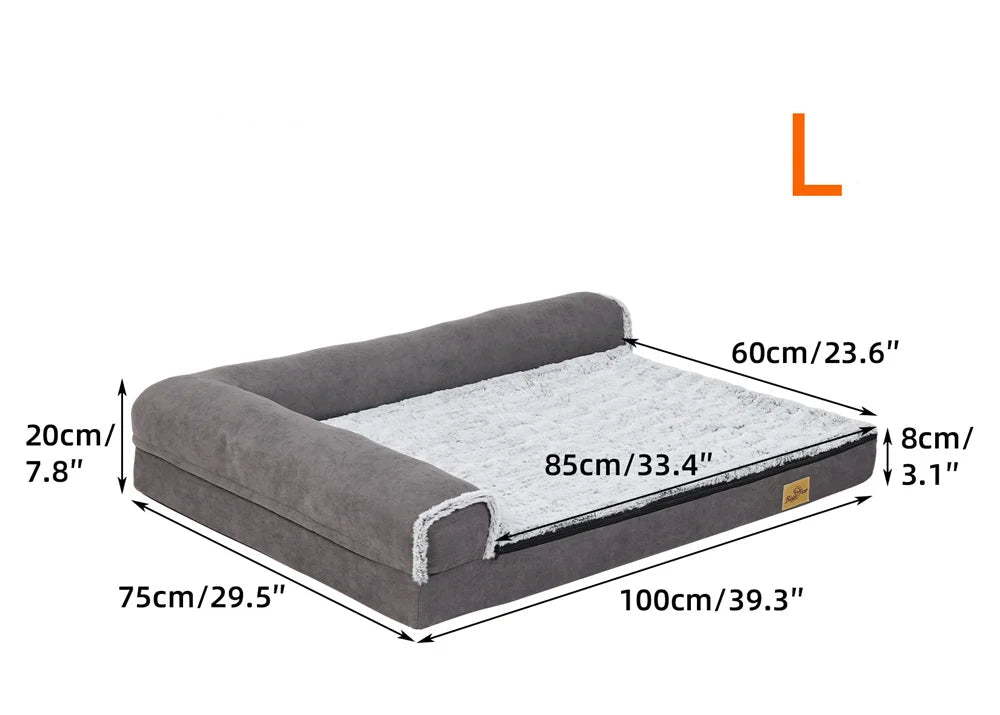 Panier Orthopédique XXL Chien - 2-en-1 Été/Hiver - Forme Canapé