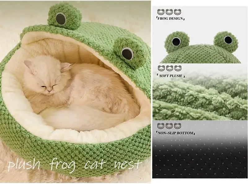 Panier Grenouille Chat Chien - Velours Côtelé - Capuche Semi-Fermée
