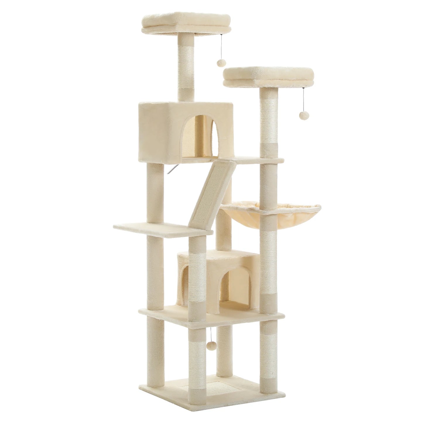 Arbre à Chat 180cm Multi-Niveaux - 6 Poteaux Griffoirs - Hamac