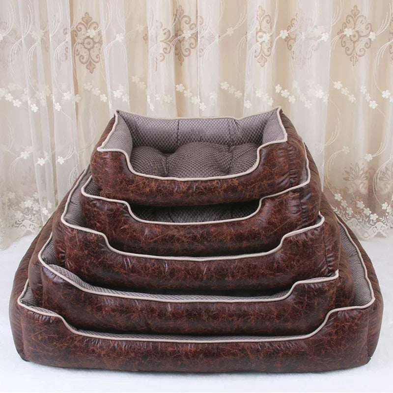 Panier Cuir Luxe Chien - Imperméable - Matelas Amovible - 5 Tailles