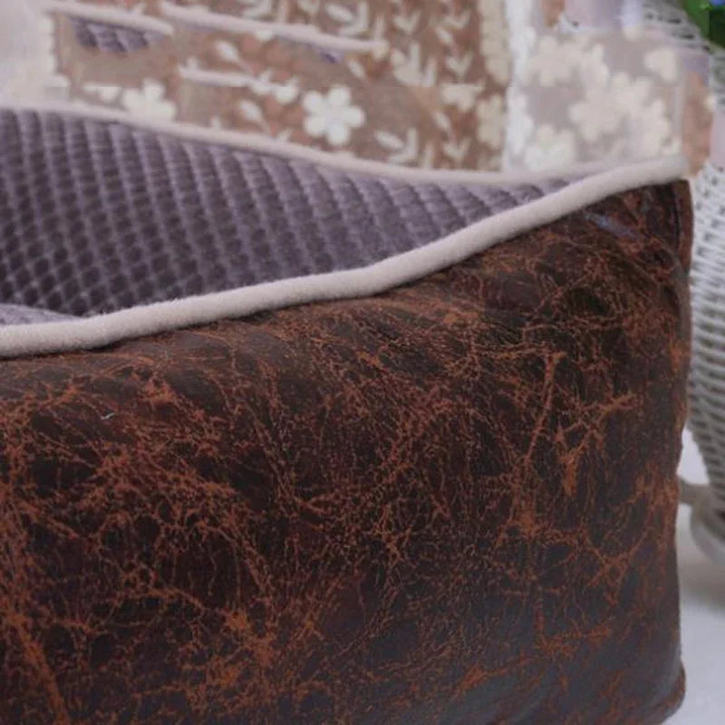 Panier Cuir Luxe Chien - Imperméable - Matelas Amovible - 5 Tailles