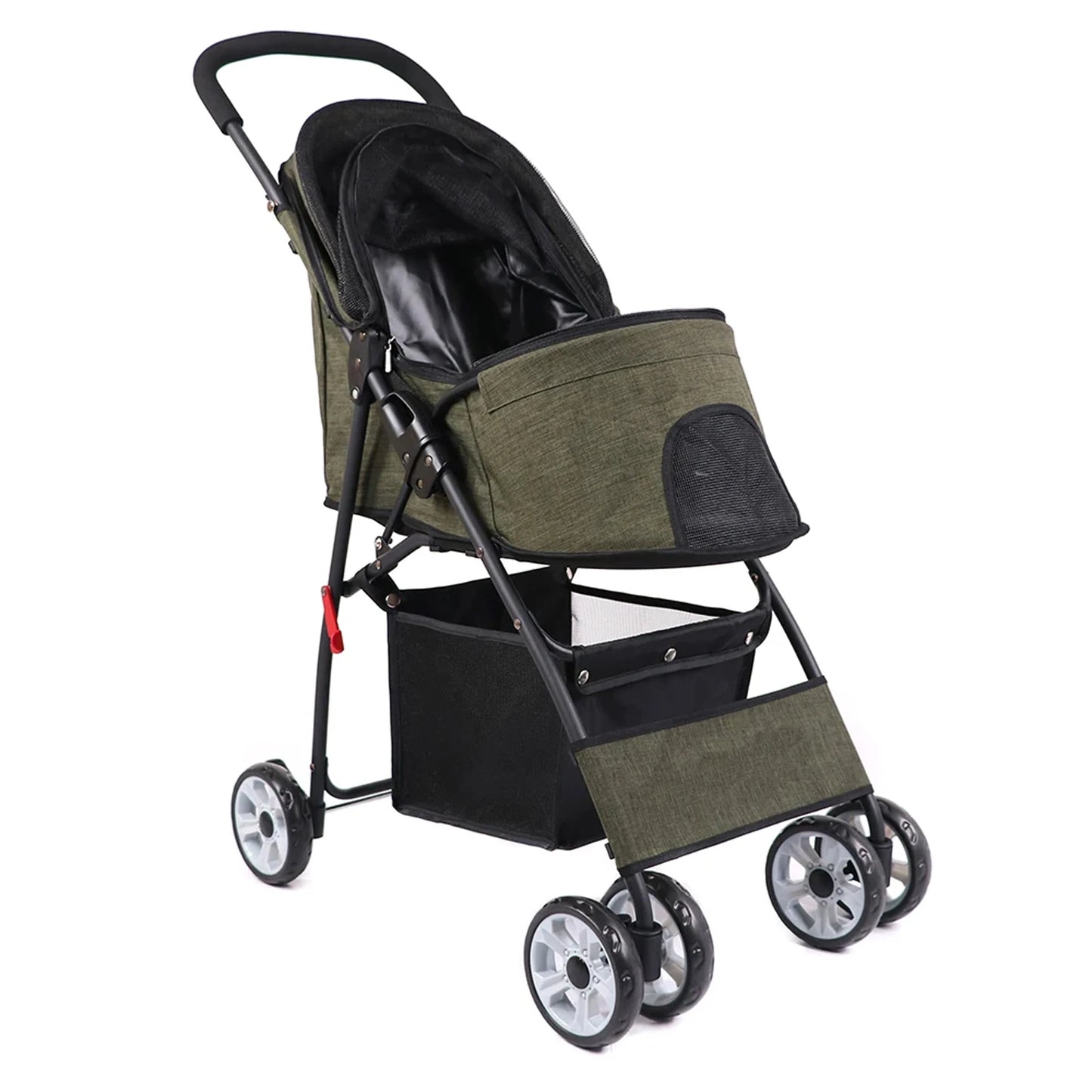 Poussette Double Chien Chat - Pliable - Compartiments Détachables - 2 Niveaux