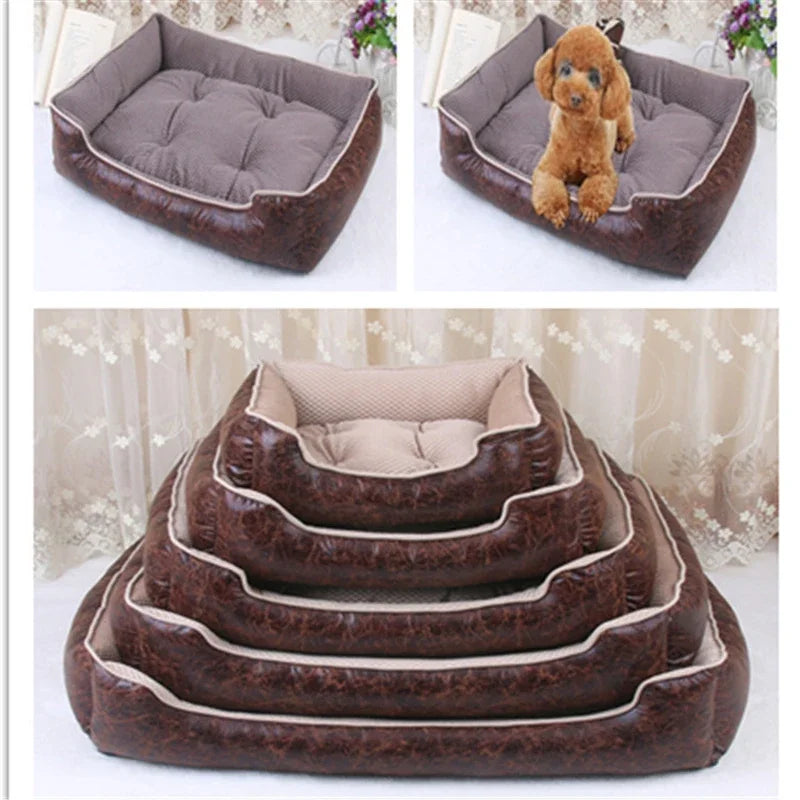 Panier Cuir Luxe Chien - Imperméable - Matelas Amovible - 5 Tailles
