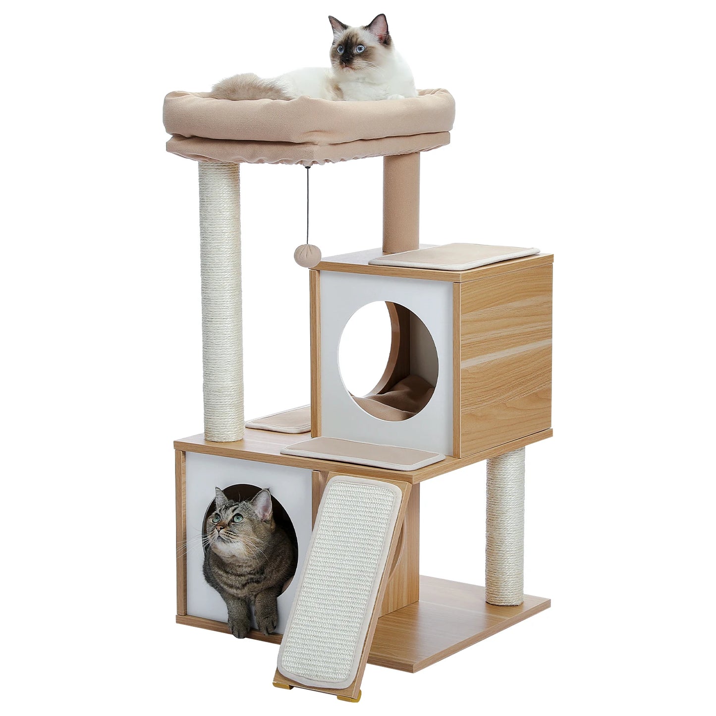 Arbre à Chat avec Tronc d'Arbre 93cm - Double Condos - Sisal Naturel