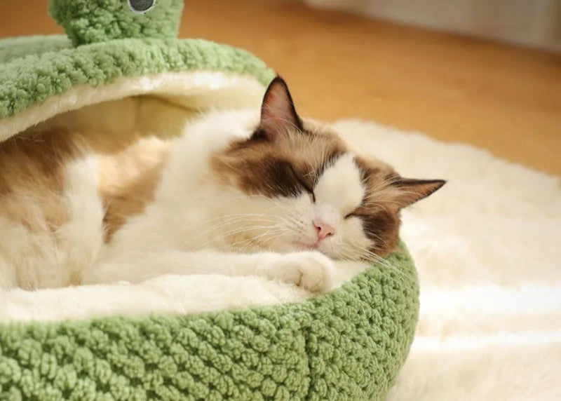Panier Grenouille Chat Chien - Velours Côtelé - Capuche Semi-Fermée