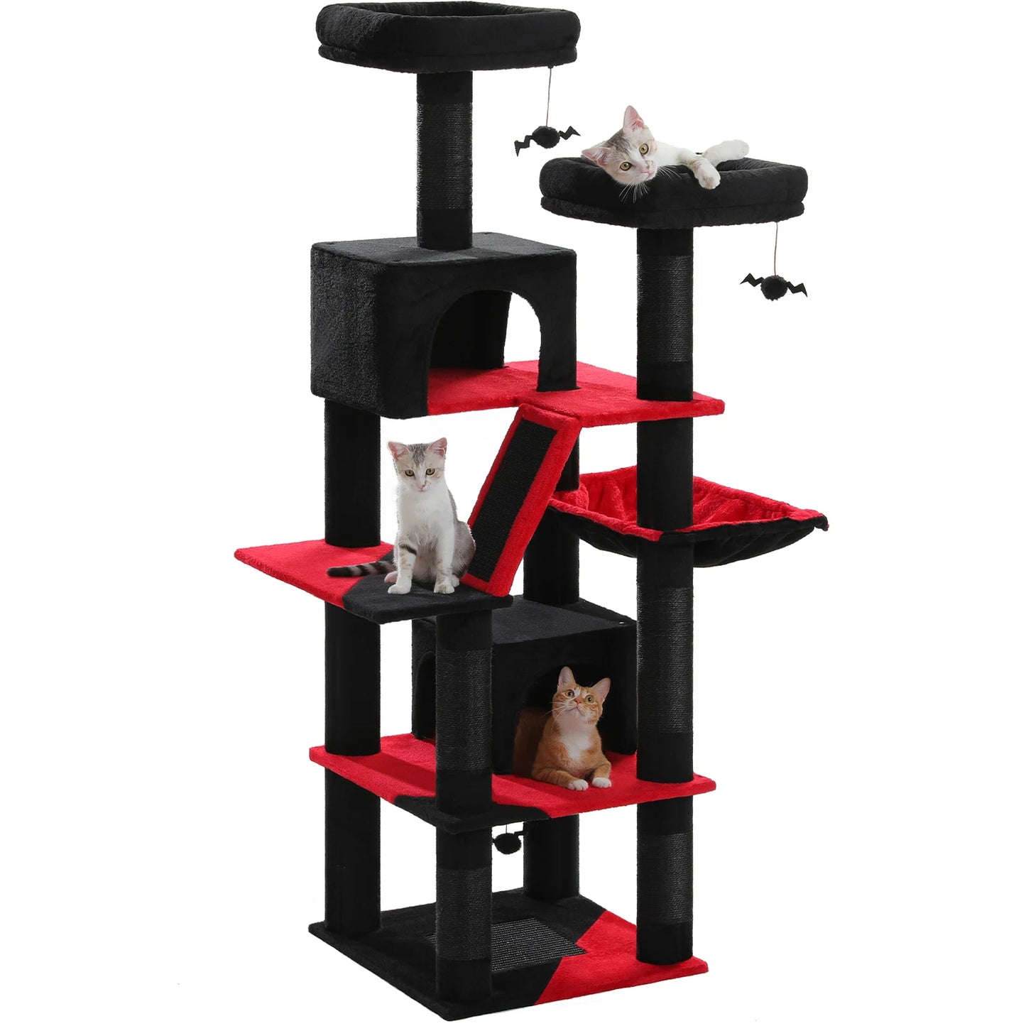 Arbre à Chat 180cm Multi-Niveaux - 6 Poteaux Griffoirs - Hamac