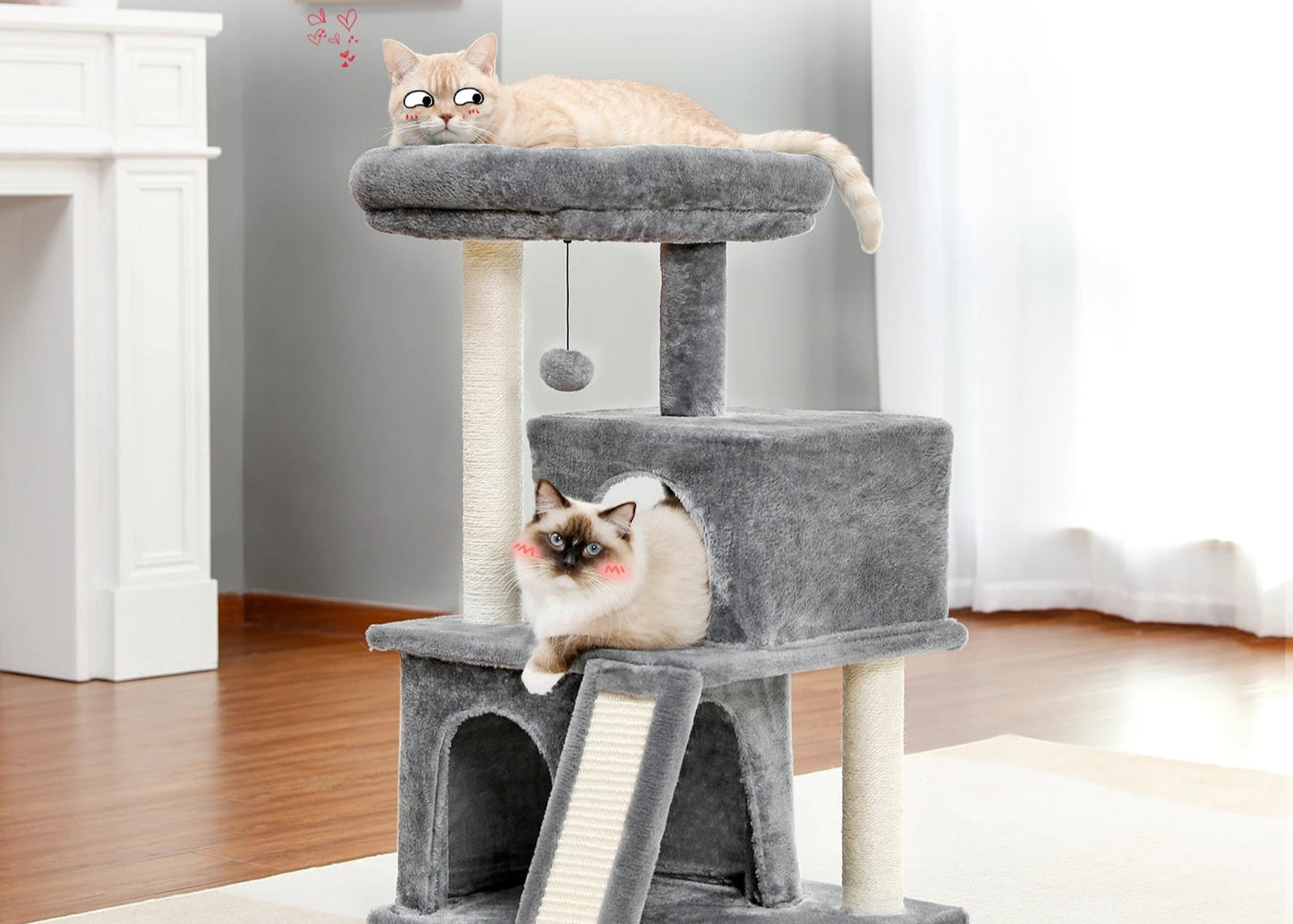 Arbre à Chat avec Tronc d'Arbre 93cm - Double Condos - Sisal Naturel
