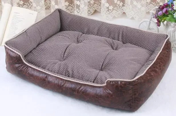 Panier Cuir Luxe Chien - Imperméable - Matelas Amovible - 5 Tailles