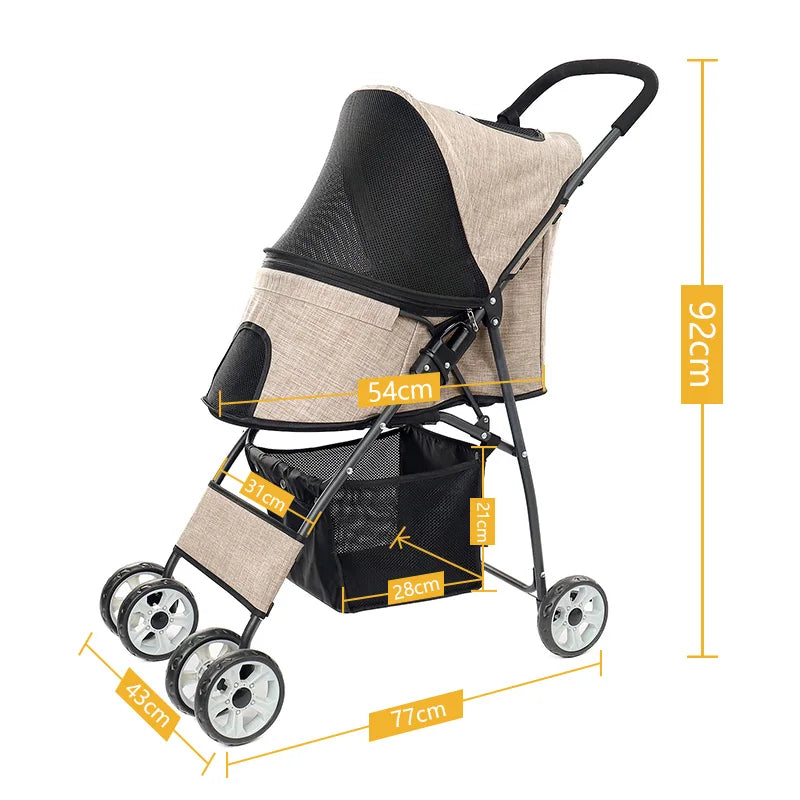 Poussette Double Chien Chat - Pliable - Compartiments Détachables - 2 Niveaux
