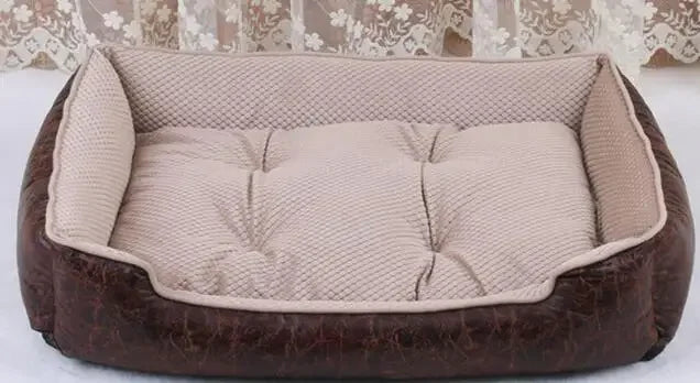 Panier Cuir Luxe Chien - Imperméable - Matelas Amovible - 5 Tailles