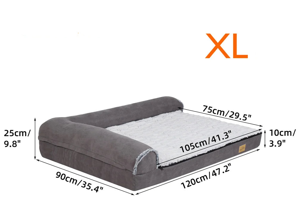 Panier Orthopédique XXL Chien - 2-en-1 Été/Hiver - Forme Canapé
