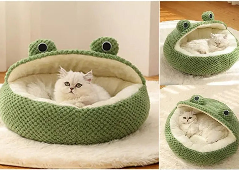 Panier Grenouille Chat Chien - Velours Côtelé - Capuche Semi-Fermée