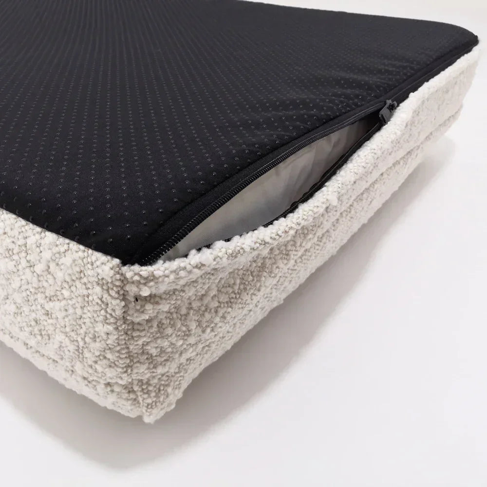 Black quilted cover on a Dog Mattress