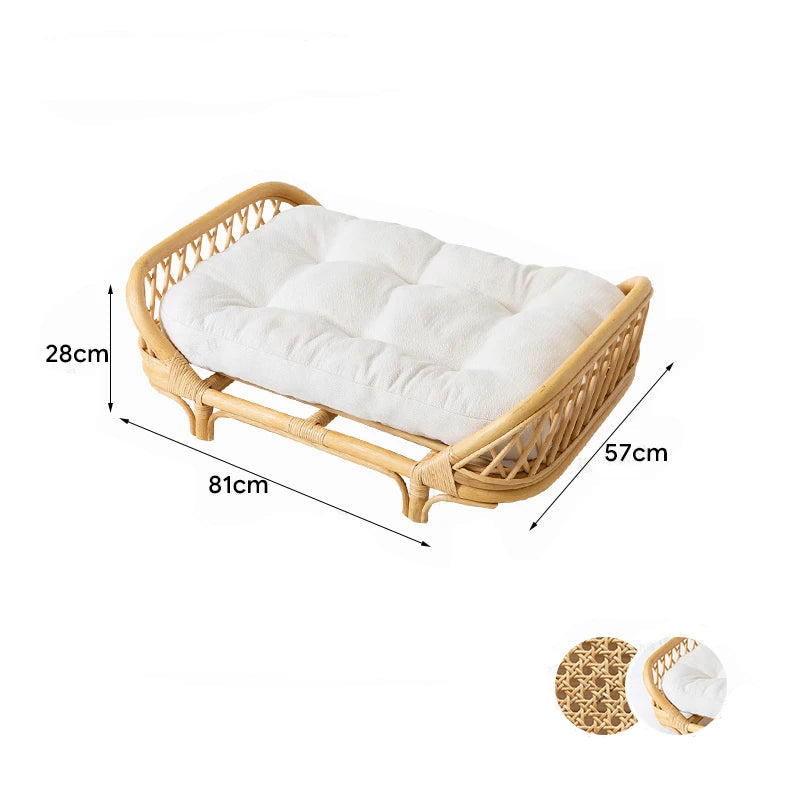 Panier Chien Laine Couleur Bois - Style Ouvert - Tapis Inclus