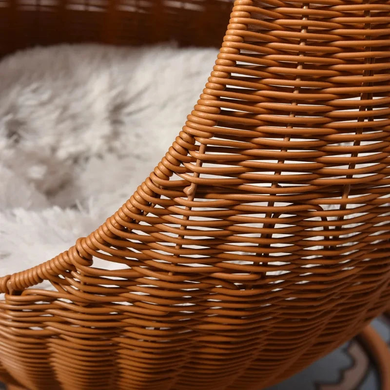 Panier Rotin Suspendu Chat Chien - 4 Saisons - Rafraîchissant Été