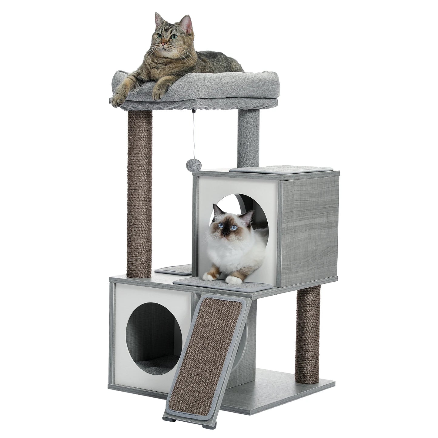 Arbre à Chat avec Tronc d'Arbre 93cm - Double Condos - Sisal Naturel