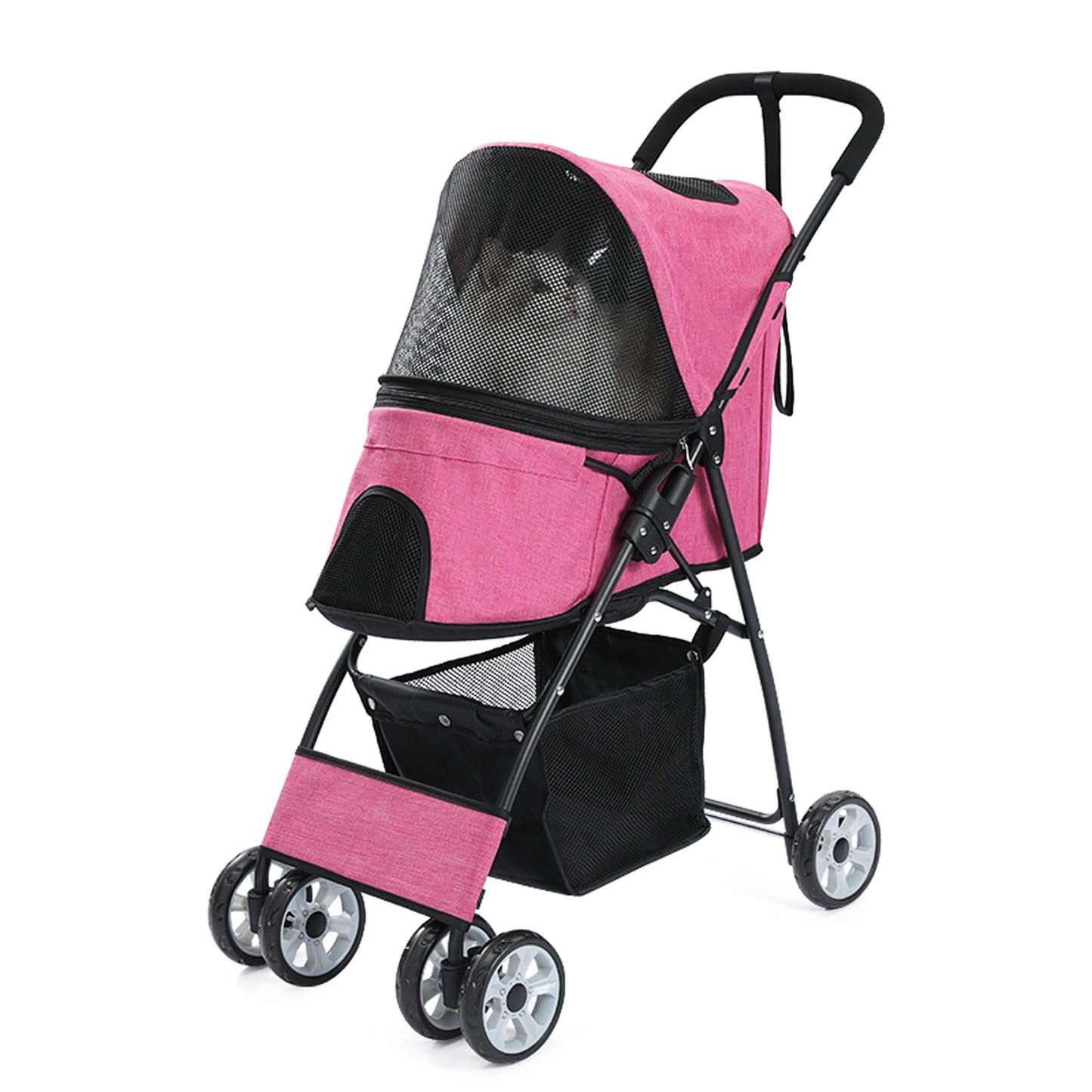 Poussette Double Chien Chat - Pliable - Compartiments Détachables - 2 Niveaux