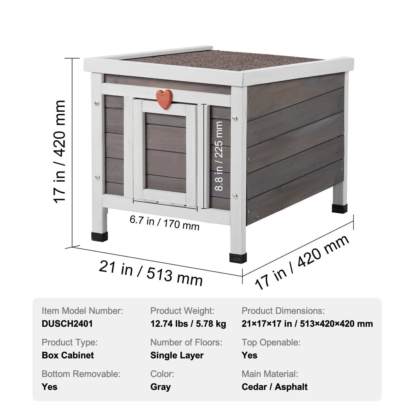Petite Cabane Chat Extérieur - Cèdre Isolée - Rideau PVC Amovible
