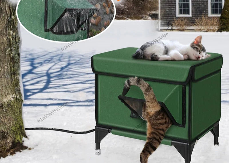 Cabane Extérieur Chauffante Chat - 9 Températures - Structure Fibre Verre