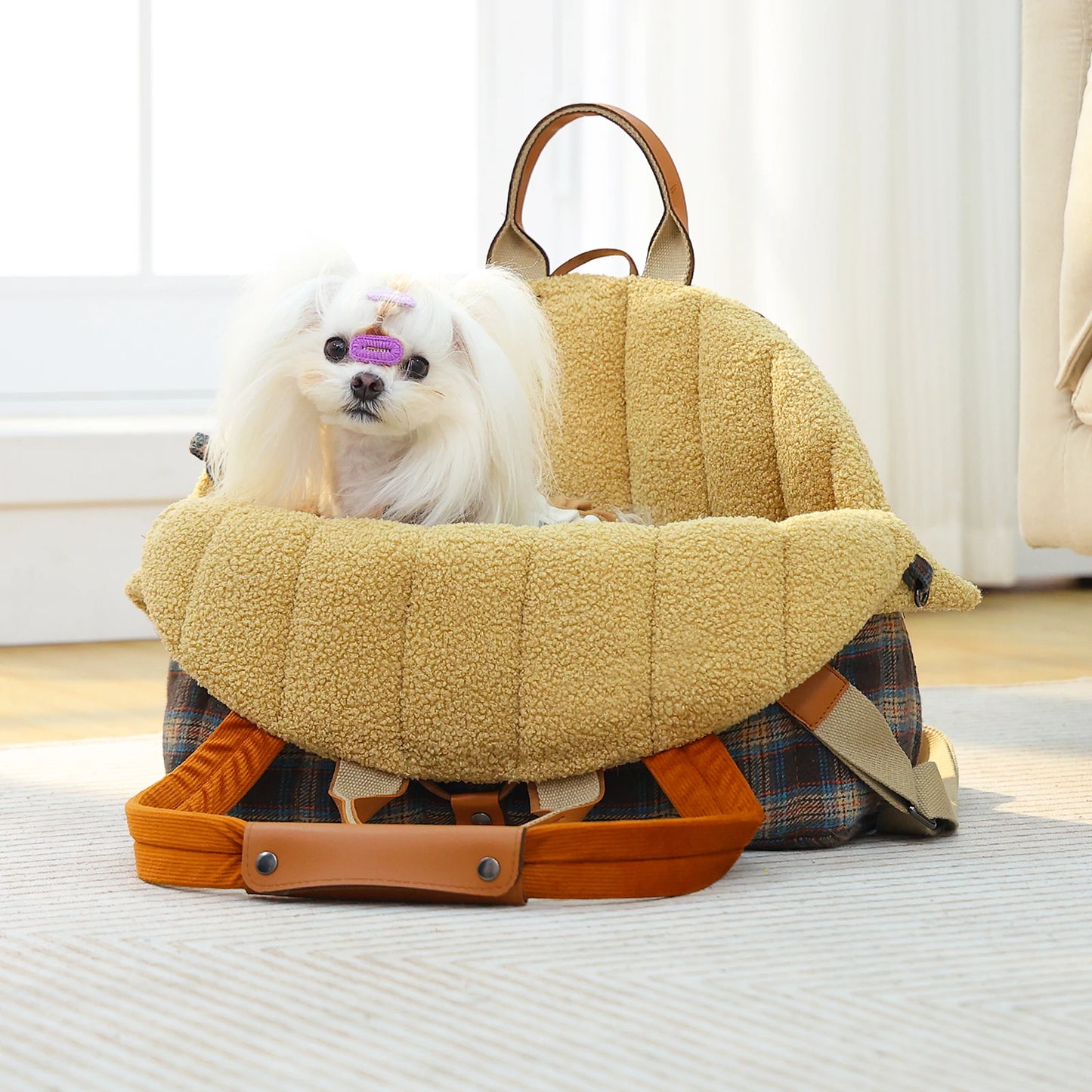 Sac Transport 4-en-1 Chien - Polyester Carreaux - Multi-Positions