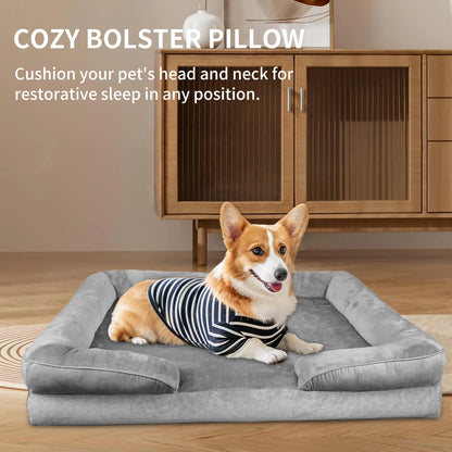 Panier Orthopédique XXL Chien - 3 Bords Relevés - Flanelle Premium