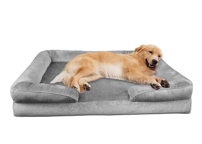 Panier Orthopédique XXL Chien - 3 Bords Relevés - Flanelle Premium