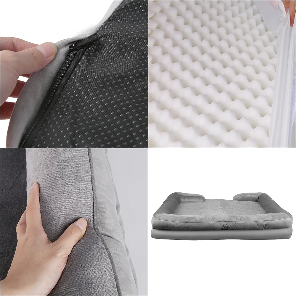 Panier Orthopédique XXL Chien - 3 Bords Relevés - Flanelle Premium
