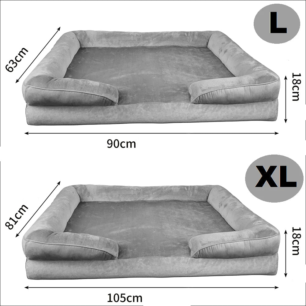 Panier Orthopédique XXL Chien - 3 Bords Relevés - Flanelle Premium