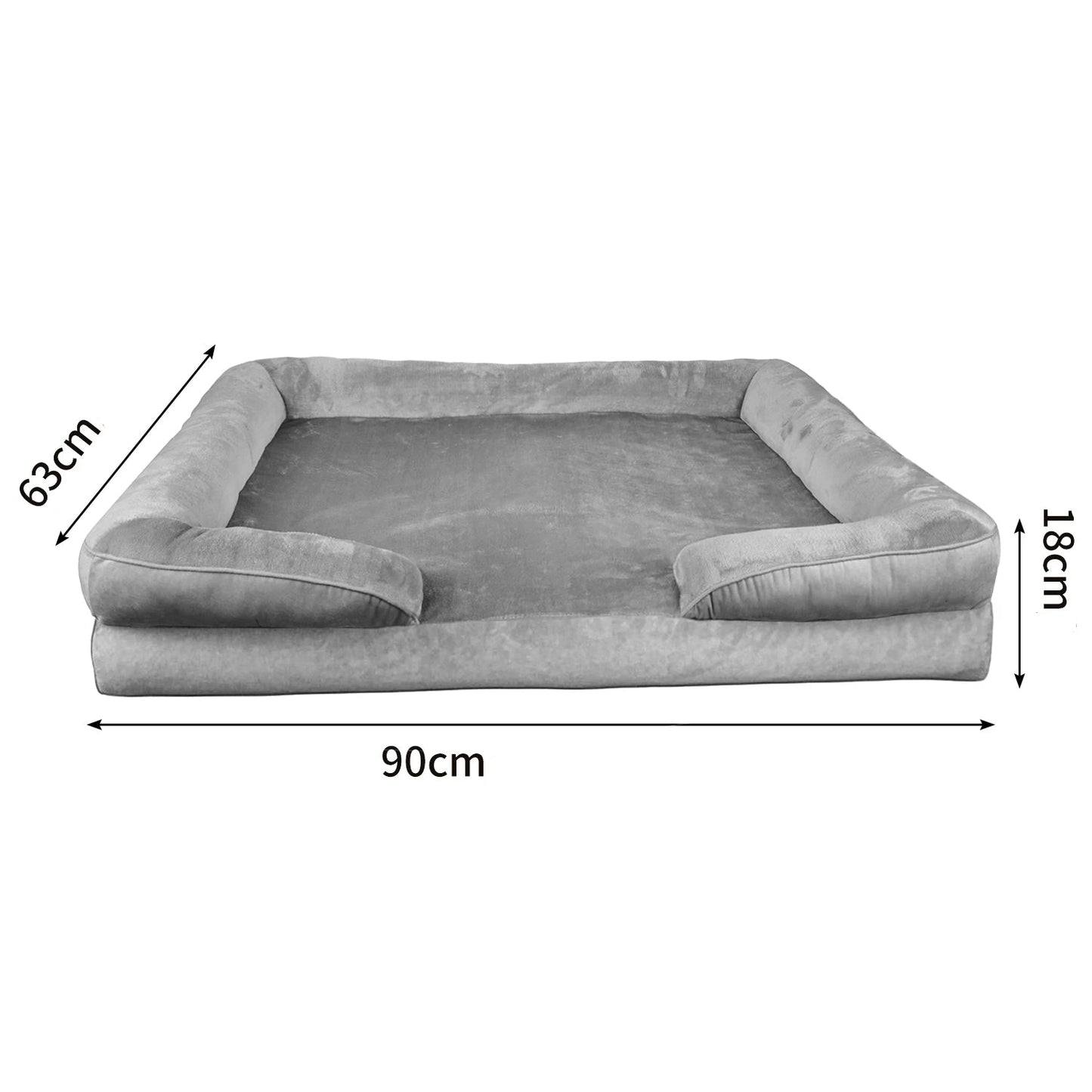 Panier Orthopédique XXL Chien - 3 Bords Relevés - Flanelle Premium