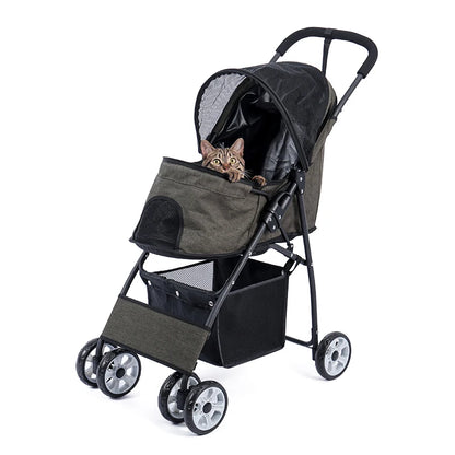 Poussette Double Chien Chat - Pliable - Compartiments Détachables - 2 Niveaux