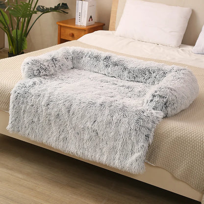 Canapé Coussin Chien Chat - Velours Gris - Mousse Confort