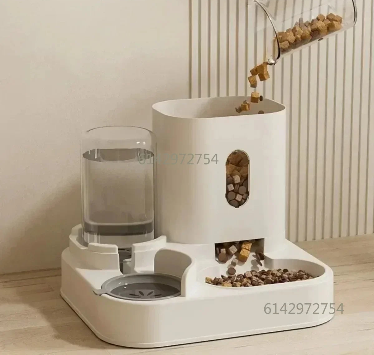 Distributeur Automatique Croquettes et Eau pour Chien et Chat - Double Gamelle Sans Électricité