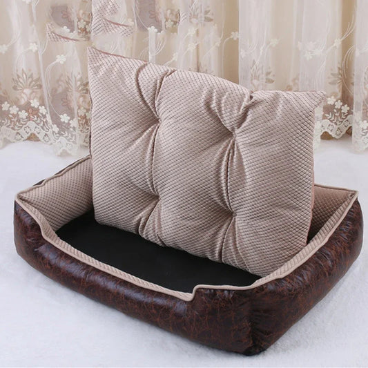 Panier Cuir Luxe Chien - Imperméable - Matelas Amovible - 5 Tailles