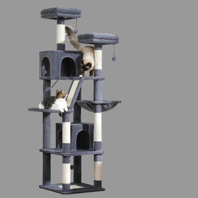Arbre à Chat 180cm Multi-Niveaux - 6 Poteaux Griffoirs - Hamac
