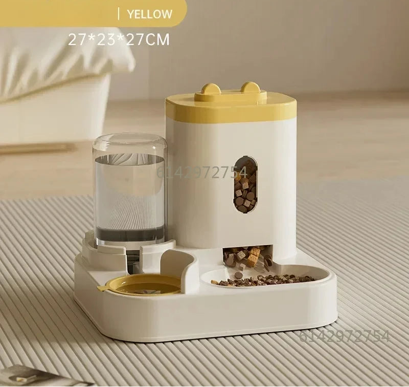 Distributeur Automatique Croquettes et Eau pour Chien et Chat - Double Gamelle Sans Électricité