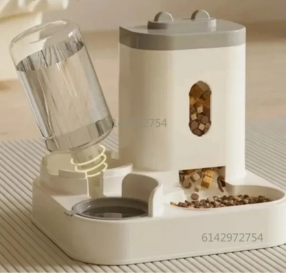 Distributeur Automatique Croquettes et Eau pour Chien et Chat - Double Gamelle Sans Électricité
