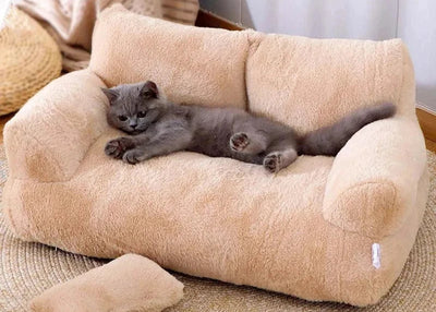 Panier Douillet Chat - Canapé Plush - Coussin Intégré - 4 Couleurs