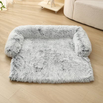 Canapé Coussin Chien Chat - Velours Gris - Mousse Confort