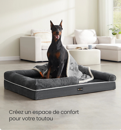 Panier Orthopédique Grand Chien - Bords Relevés - Housse Lavable 120x85cm