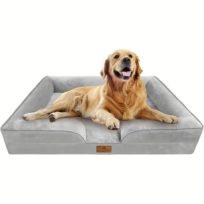 Panier Orthopédique Chien - 3 Bords Relevés - Mousse Amovible