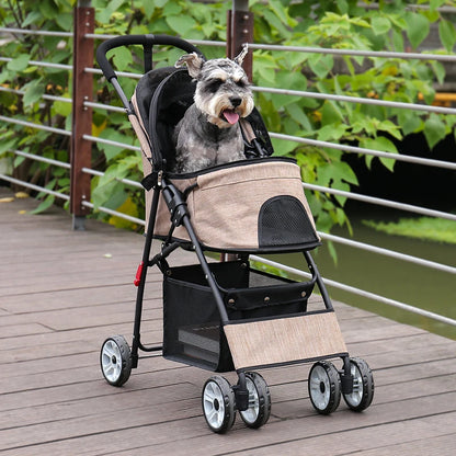 Poussette Double Chien Chat - Pliable - Compartiments Détachables - 2 Niveaux