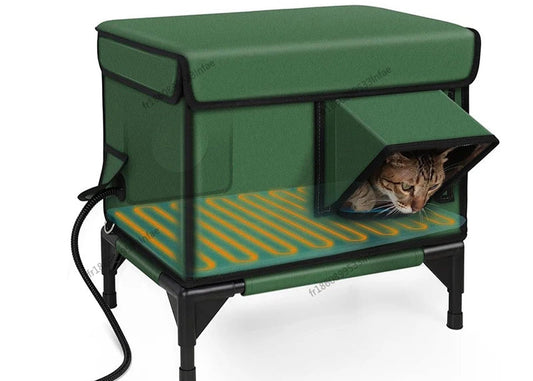 Cabane Extérieur Chauffante Chat - 9 Températures - Structure Fibre Verre