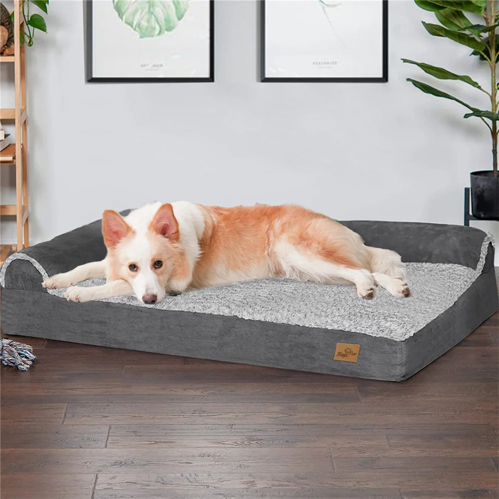 Panier Orthopédique XXL Chien - 2-en-1 Été/Hiver - Forme Canapé