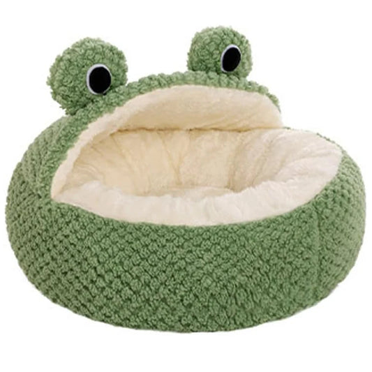 Panier Grenouille Chat Chien - Velours Côtelé - Capuche Semi-Fermée