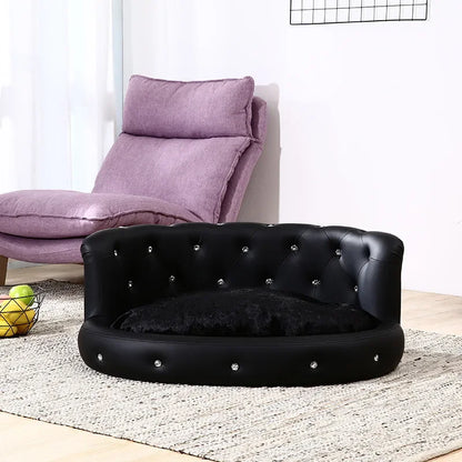 Panier Chien Structure Bois - Similicuir PU - Mousse Haute Résilience