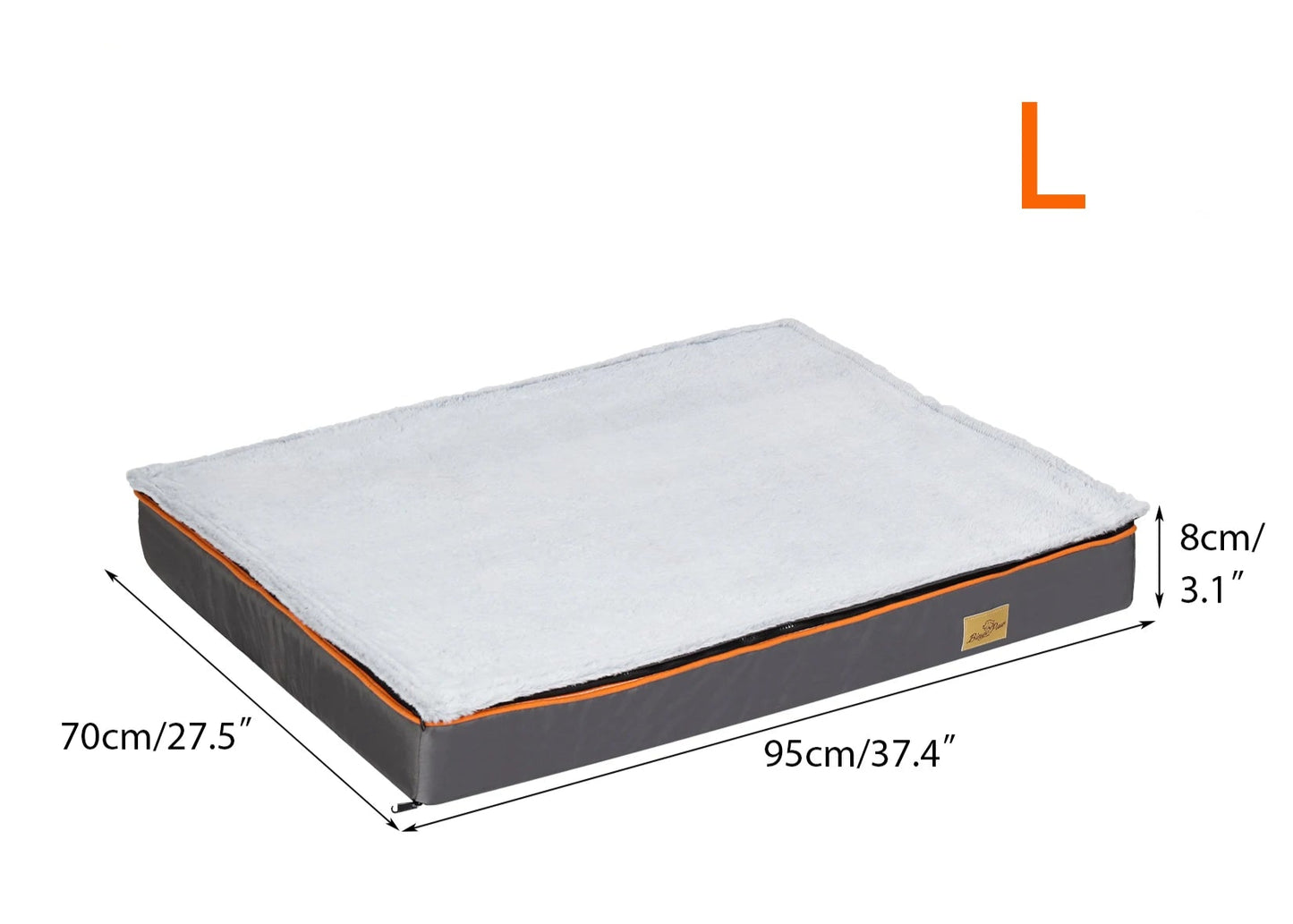 Mattress with dimensions labeled on a white background