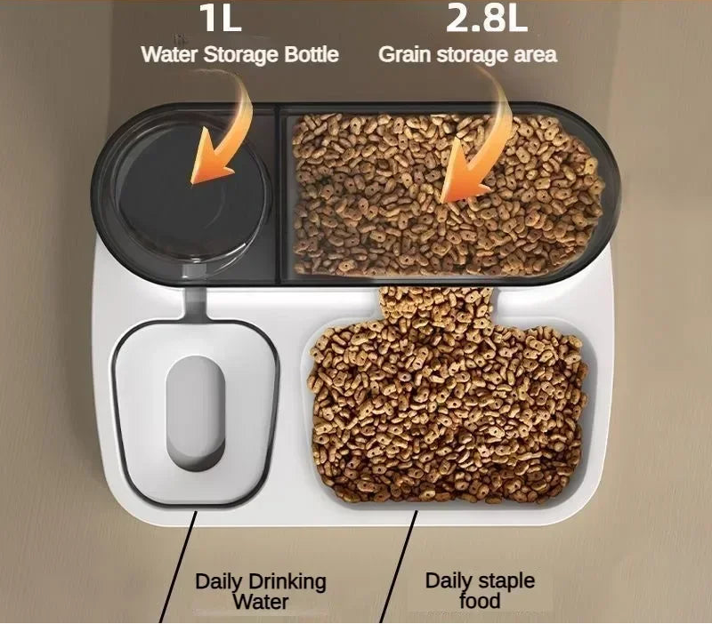 Distributeur Automatique de Croquettes pour Chien - Gamelle Double Fonction 3,5L