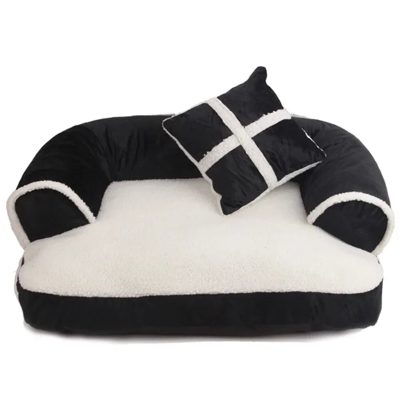 Panier Style Anglais Classique Chien Chat - Polaire Corail - Rayures