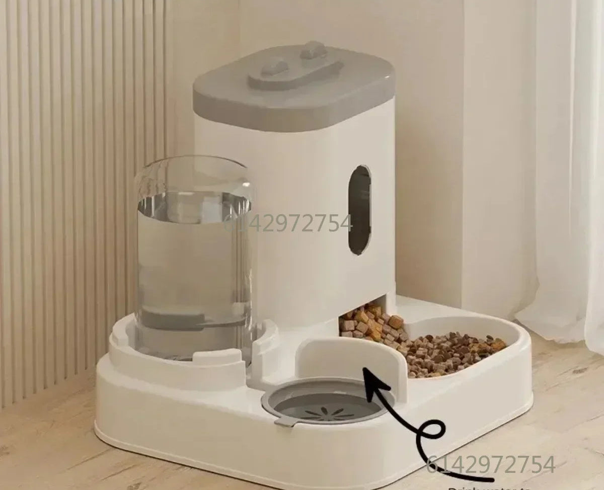 Distributeur Automatique Croquettes et Eau pour Chien et Chat - Double Gamelle Sans Électricité