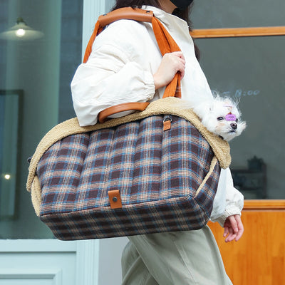 Sac Transport 4-en-1 Chien - Polyester Carreaux - Multi-Positions